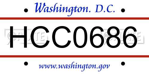 HCC0686 District Of Columbia License Plate