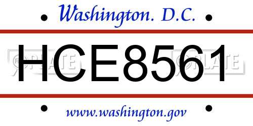 HCE8561 District Of Columbia License Plate