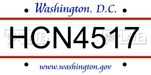 HCN4517 District Of Columbia License Plate