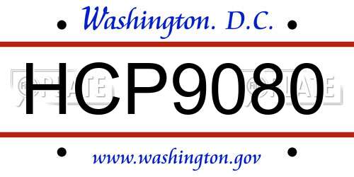 HCP9080 District Of Columbia License Plate