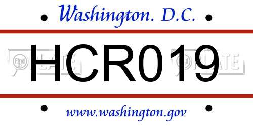 HCR019 District Of Columbia License Plate