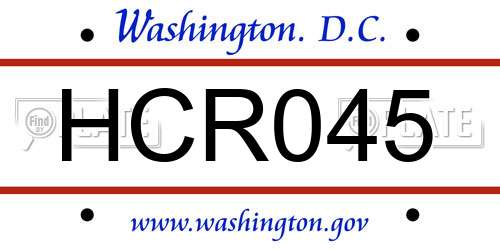 HCR045 District Of Columbia License Plate