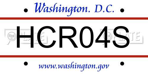 HCR04S District Of Columbia License Plate