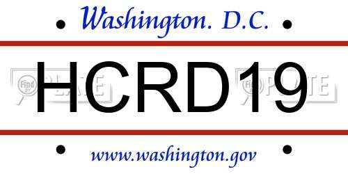 HCRD19 District Of Columbia License Plate
