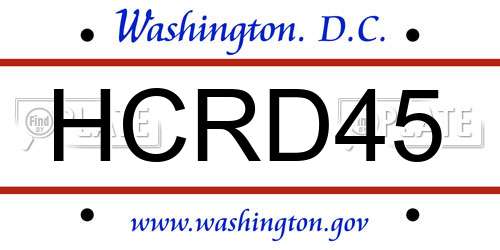 HCRD45 District Of Columbia License Plate