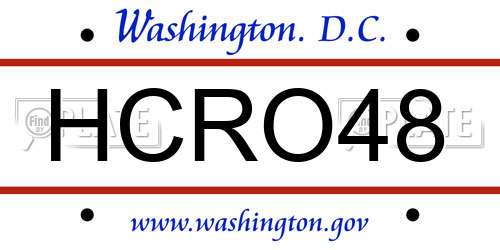 HCRO48 District Of Columbia License Plate