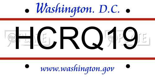 HCRQ19 District Of Columbia License Plate