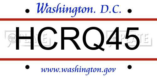 HCRQ45 District Of Columbia License Plate
