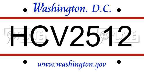 HCV2512 District Of Columbia License Plate