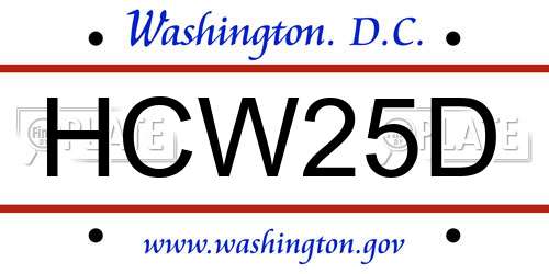 HCW25D District Of Columbia License Plate
