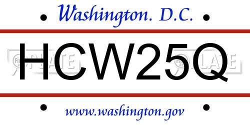 HCW25Q District Of Columbia License Plate