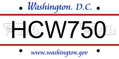 HCW750 District Of Columbia License Plate