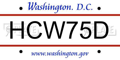 HCW75D District Of Columbia License Plate