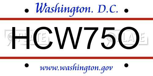 HCW75O District Of Columbia License Plate