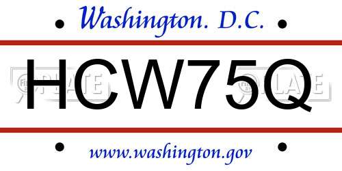 HCW75Q District Of Columbia License Plate