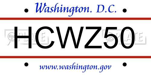 HCWZ50 District Of Columbia License Plate
