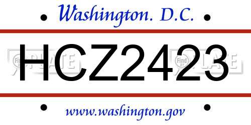 HCZ2423 District Of Columbia License Plate