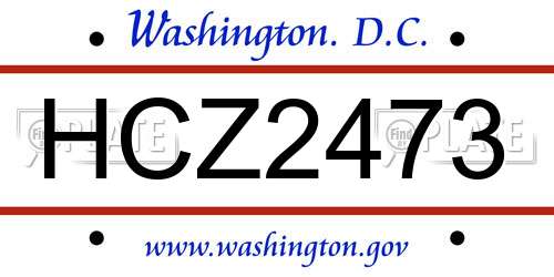 HCZ2473 District Of Columbia License Plate