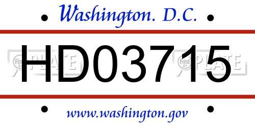 HD03715 District Of Columbia License Plate