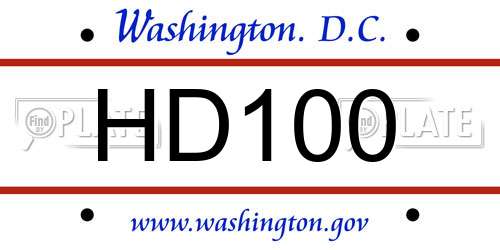 HD100 District Of Columbia License Plate