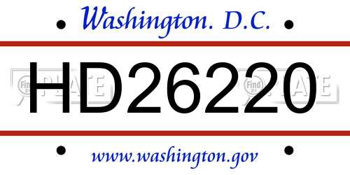 HD26220 District Of Columbia License Plate
