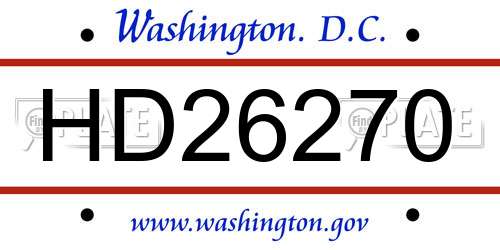 HD26270 District Of Columbia License Plate