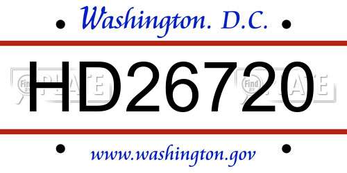 HD26720 District Of Columbia License Plate