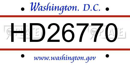HD26770 District Of Columbia License Plate