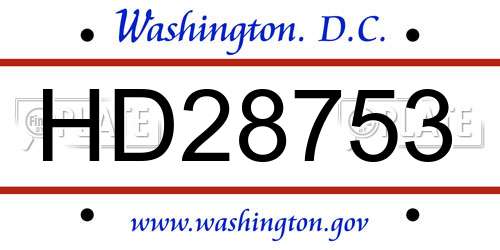 HD28753 District Of Columbia License Plate