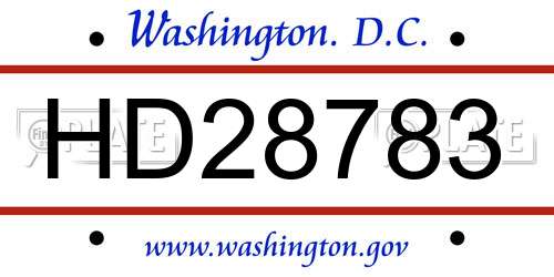 HD28783 District Of Columbia License Plate