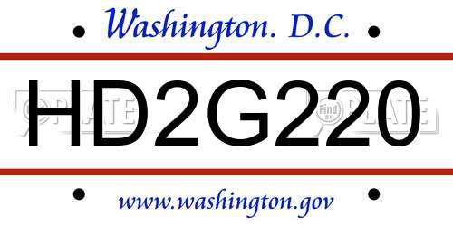 HD2G220 District Of Columbia License Plate