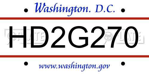HD2G270 District Of Columbia License Plate
