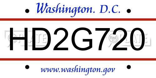HD2G720 District Of Columbia License Plate