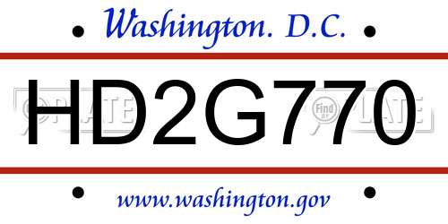 HD2G770 District Of Columbia License Plate