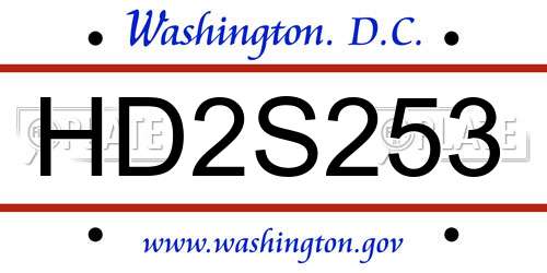 HD2S253 District Of Columbia License Plate