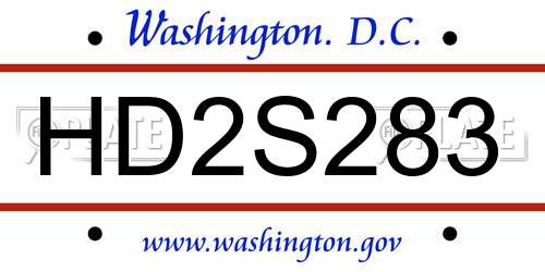 HD2S283 District Of Columbia License Plate