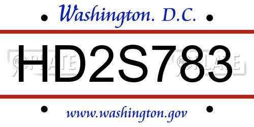 HD2S783 District Of Columbia License Plate
