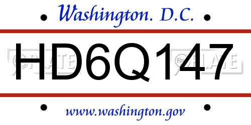 HD6Q147 District Of Columbia License Plate