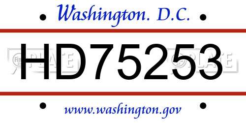 HD75253 District Of Columbia License Plate