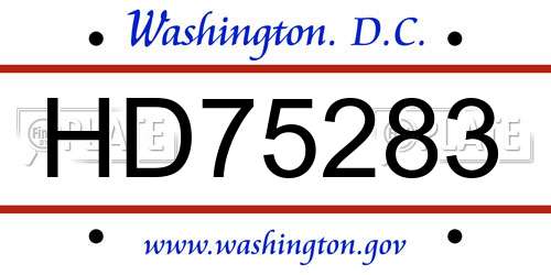 HD75283 District Of Columbia License Plate