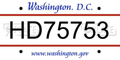 HD75753 District Of Columbia License Plate