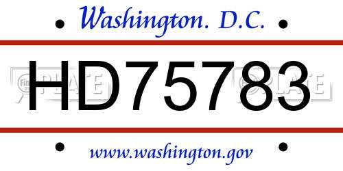 HD75783 District Of Columbia License Plate