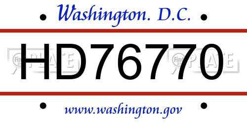 HD76770 District Of Columbia License Plate