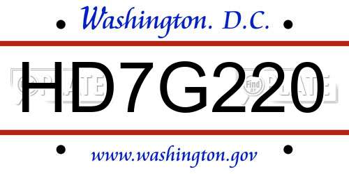 HD7G220 District Of Columbia License Plate