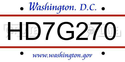 HD7G270 District Of Columbia License Plate