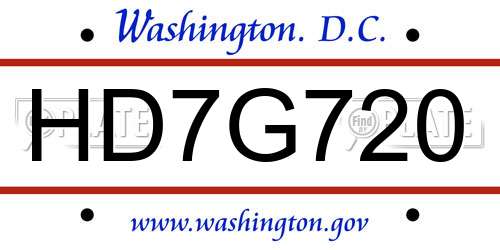 HD7G720 District Of Columbia License Plate