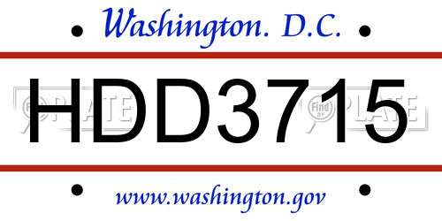 HDD3715 District Of Columbia License Plate
