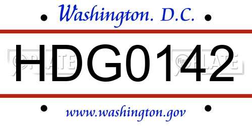 HDG0142 District Of Columbia License Plate
