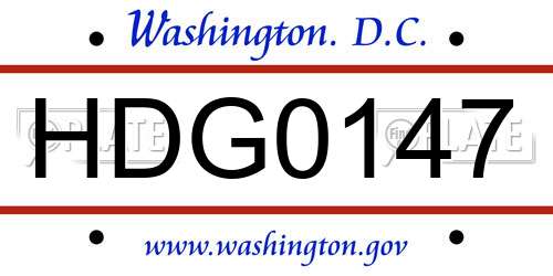HDG0147 District Of Columbia License Plate