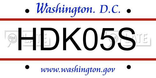 HDK05S District Of Columbia License Plate